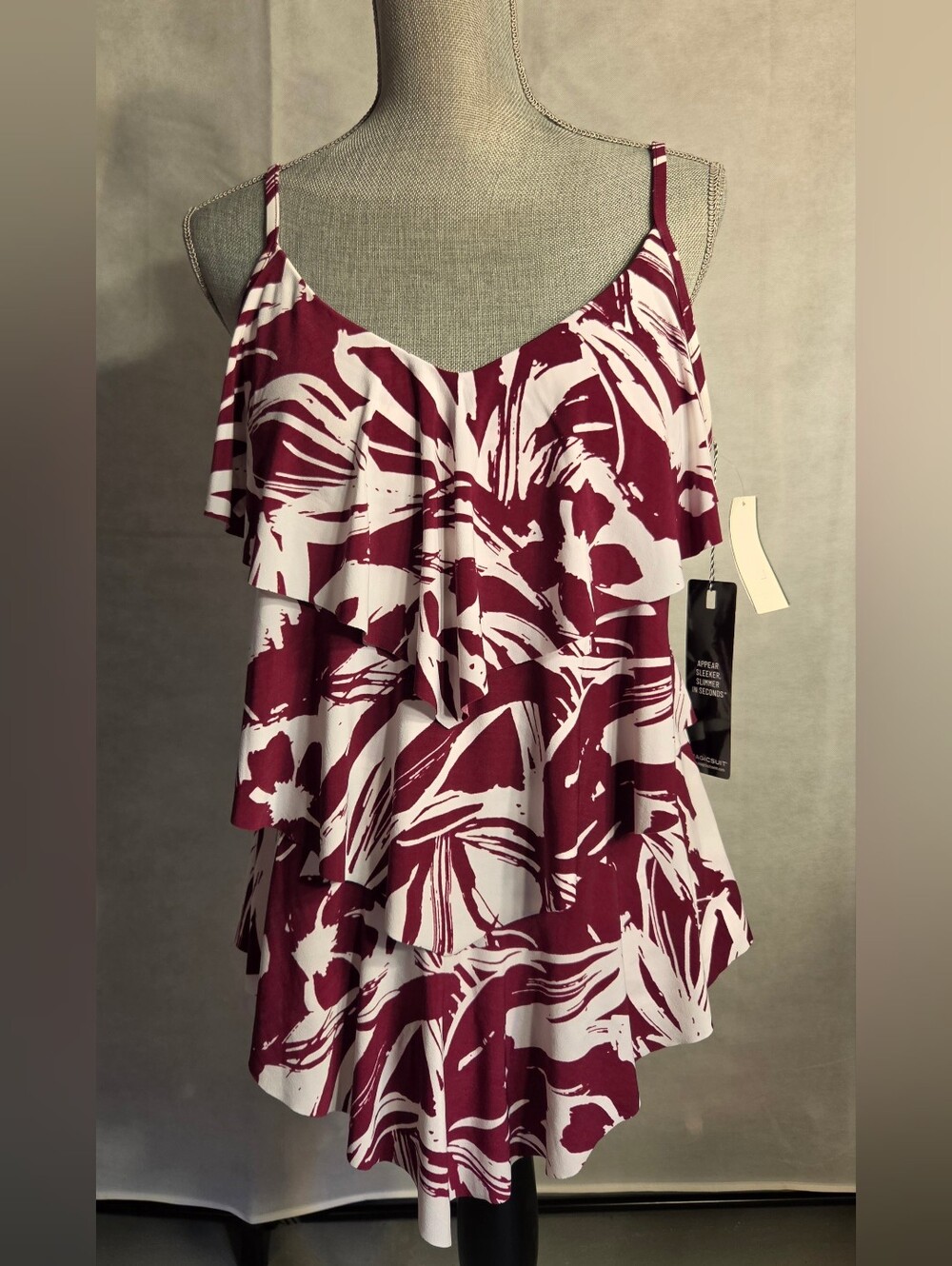 NWT Magicsuit by Miraclesuit Rita Tiered Ruffle Tankini Top — Size 16